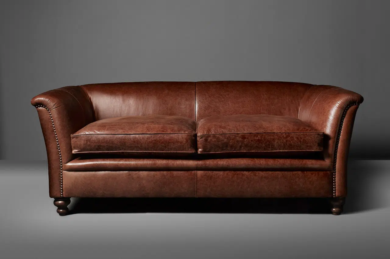 3-Sitzer-Sofa aus braunem Sattelleder