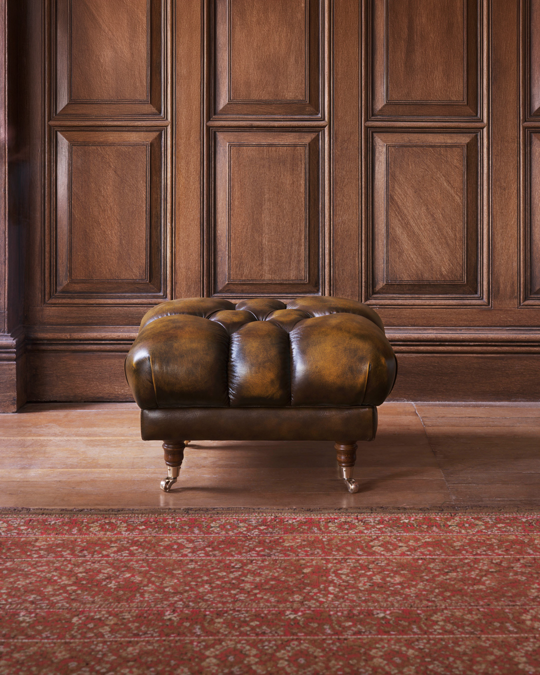 Bradwell antiqued leather footstool