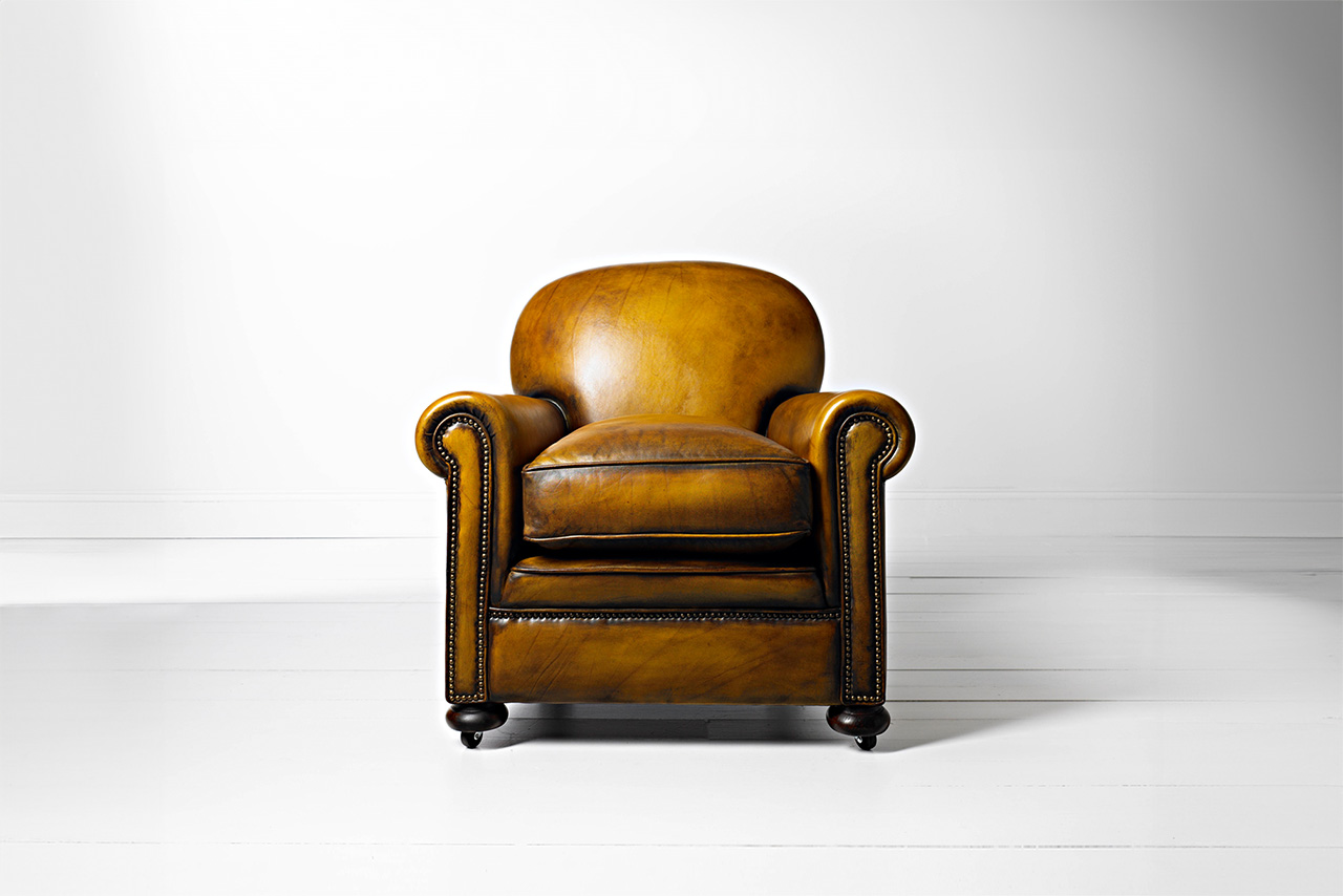 Deco Gold Yellow Hand-Coloured Leather Chair