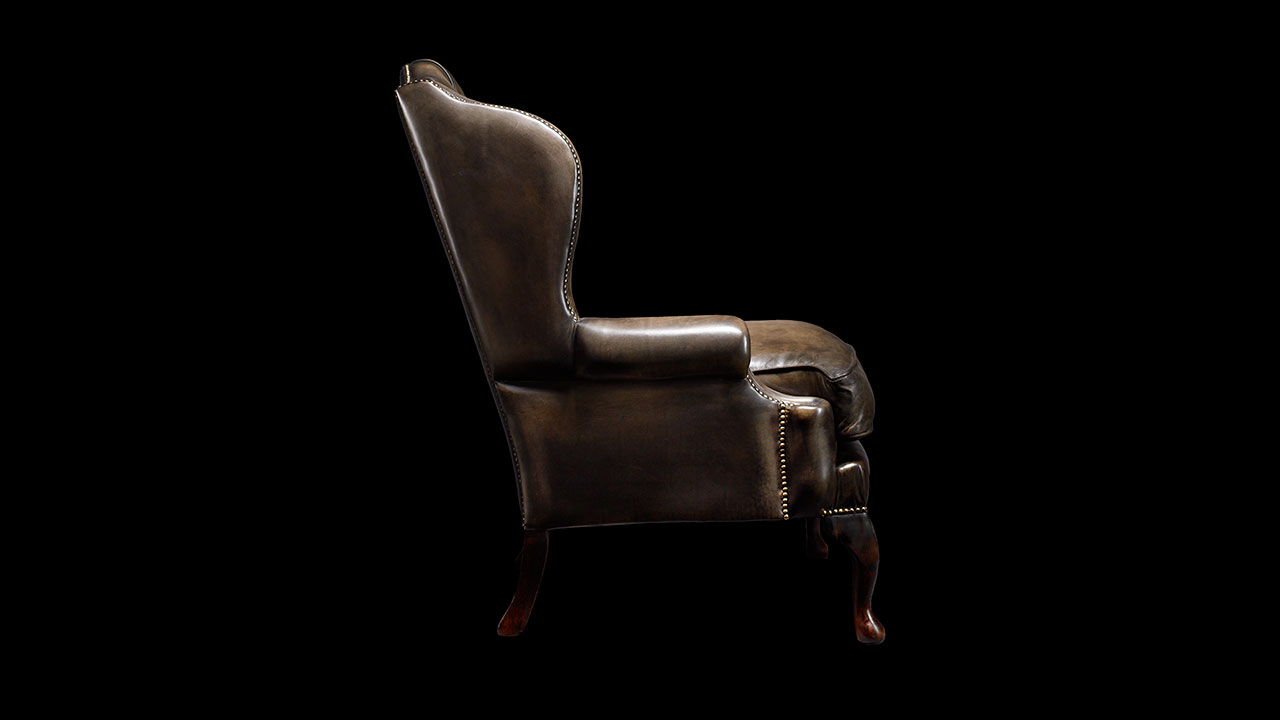 james Boswell Leather Chesterfield Wing Chair