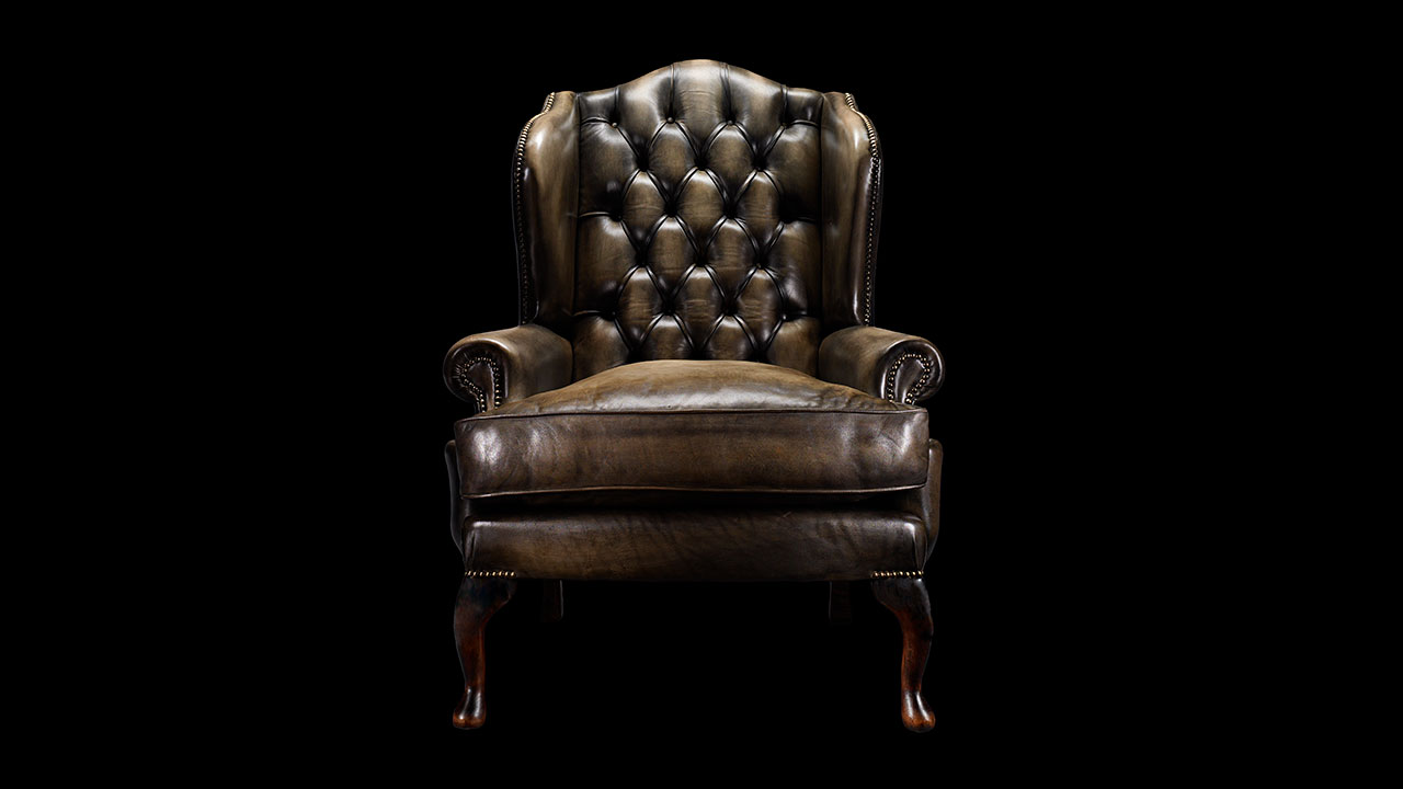james Boswell Leather Chesterfield Wing Chair