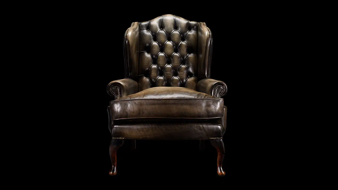 james Boswell Leather Chesterfield Wing Chair