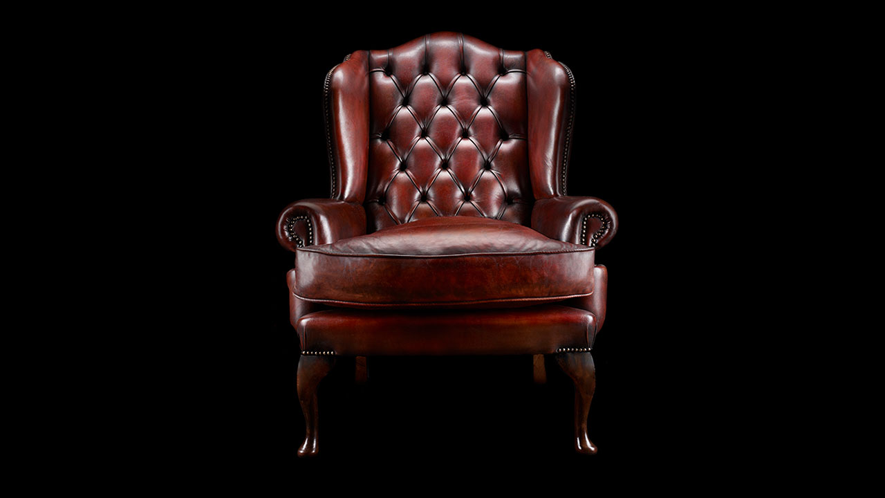 james Boswell Leather Chesterfield Wing Chair