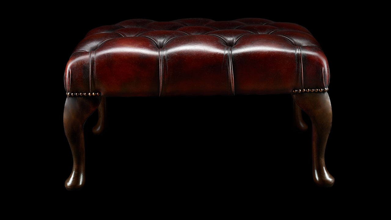 james Boswell Leather Chesterfield Footstool