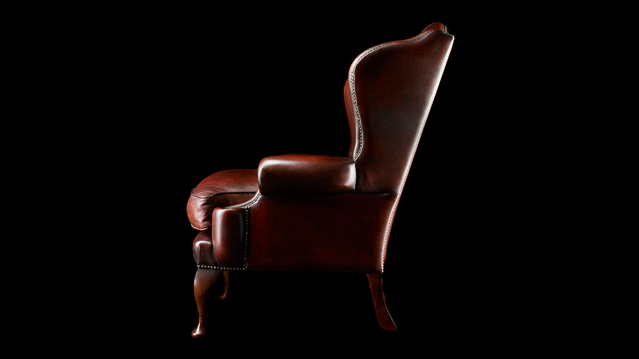 james Boswell Leather Chesterfield Wing Chair