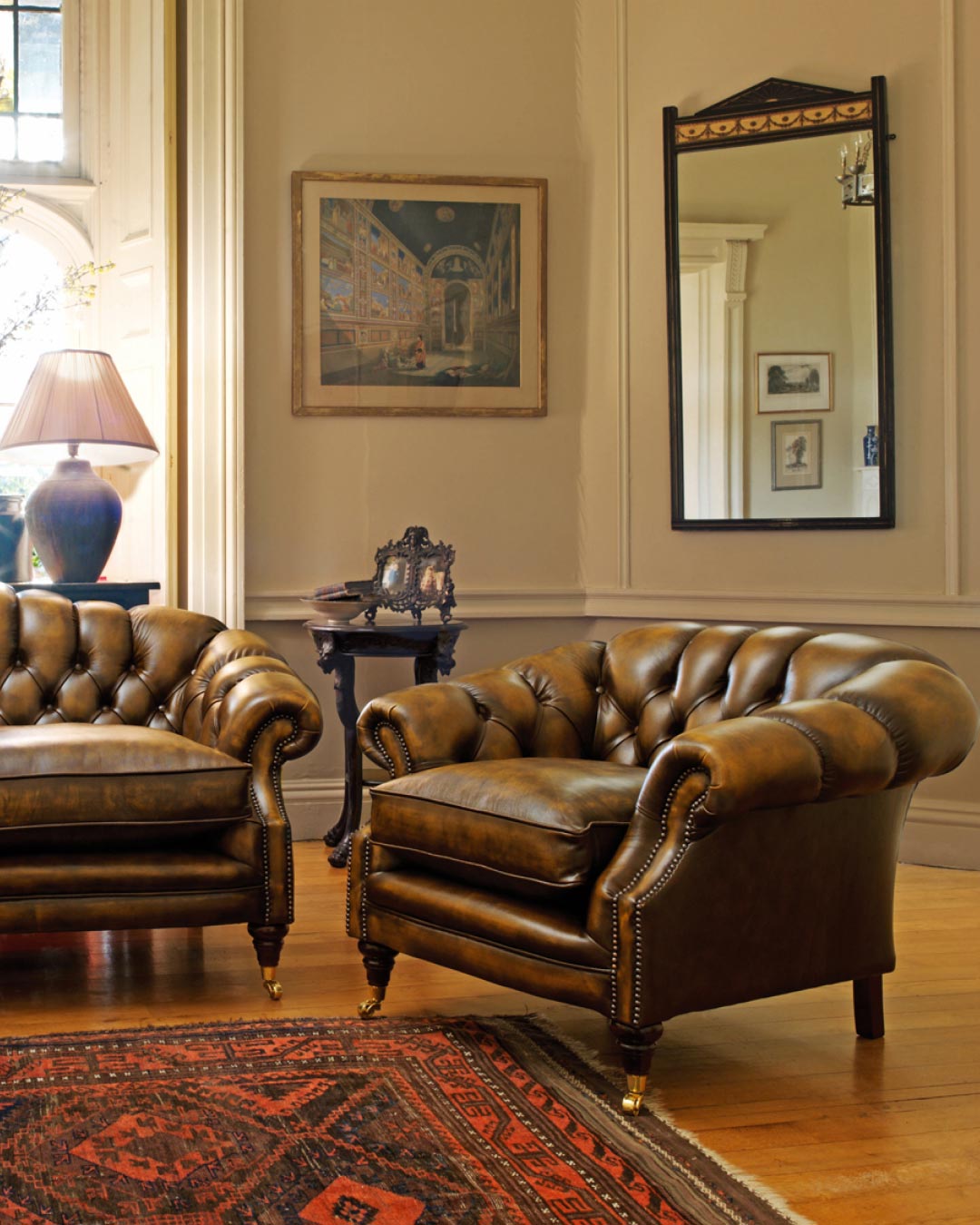 Bradwell antiqued leather chairs