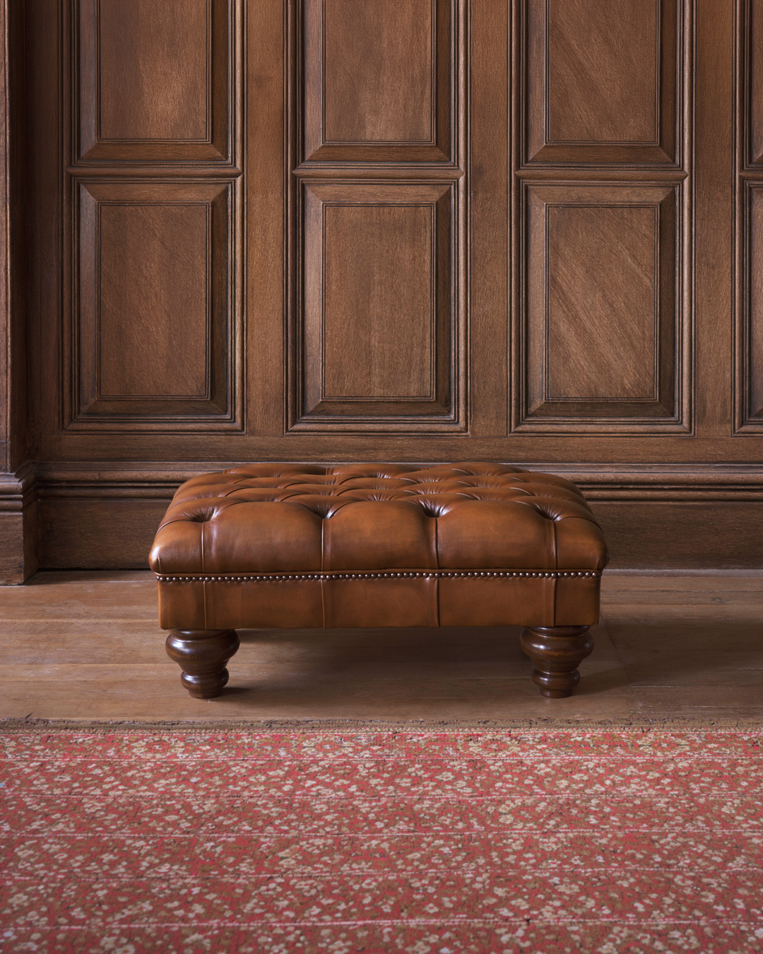 Cromwell hand-coloured leather footstool