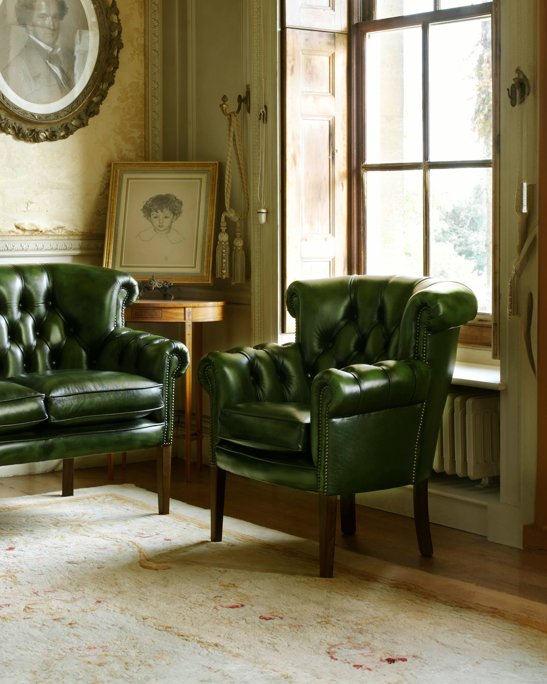 Alfred hand-coloured leather 3 seater sofa
