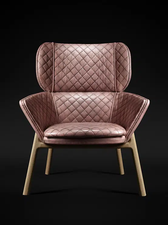 Fleming Howland Xavier fauteuil à oreilles contemporain en cuir pleine fleur