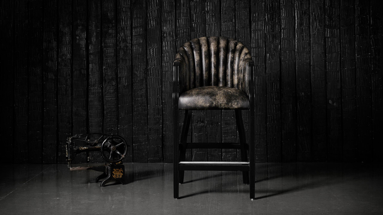 Belvedere Coal Leather Bar Stool