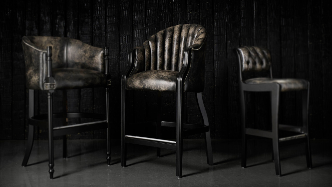 Belvedere Coal Leather Bar Stool