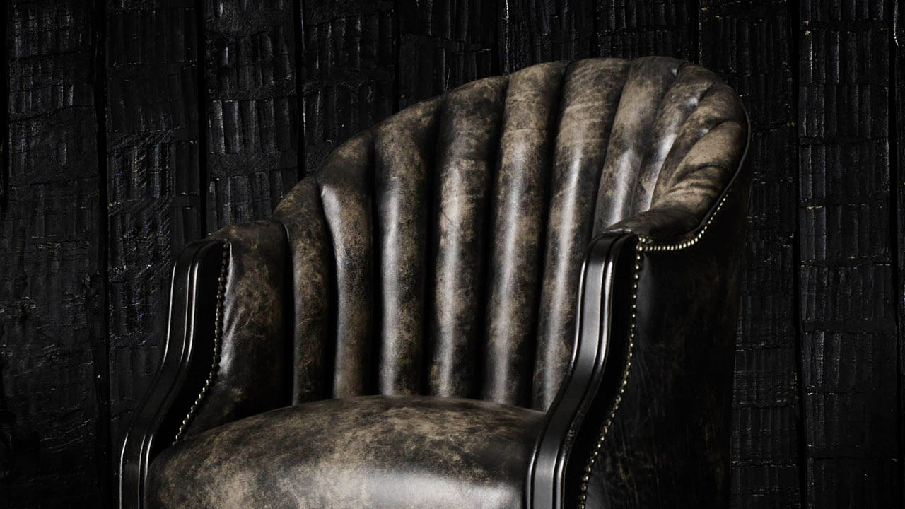 Belvedere Coal Leather Bar Stool