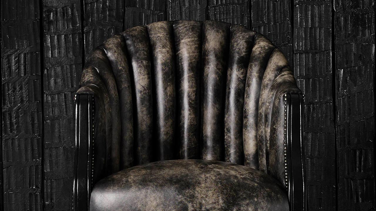 Belvedere Coal Leather Bar Stool