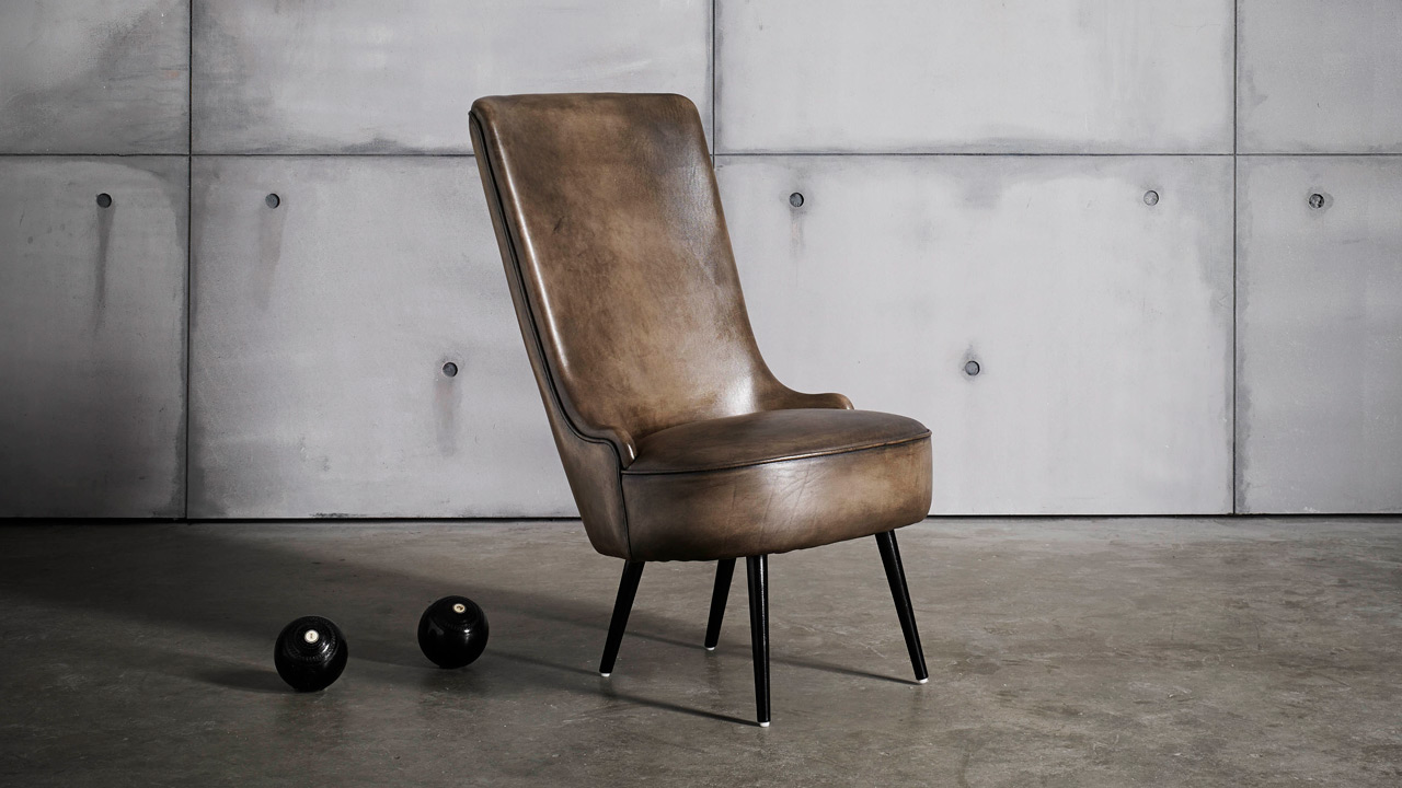 Blower Slate Brown Leather Chair