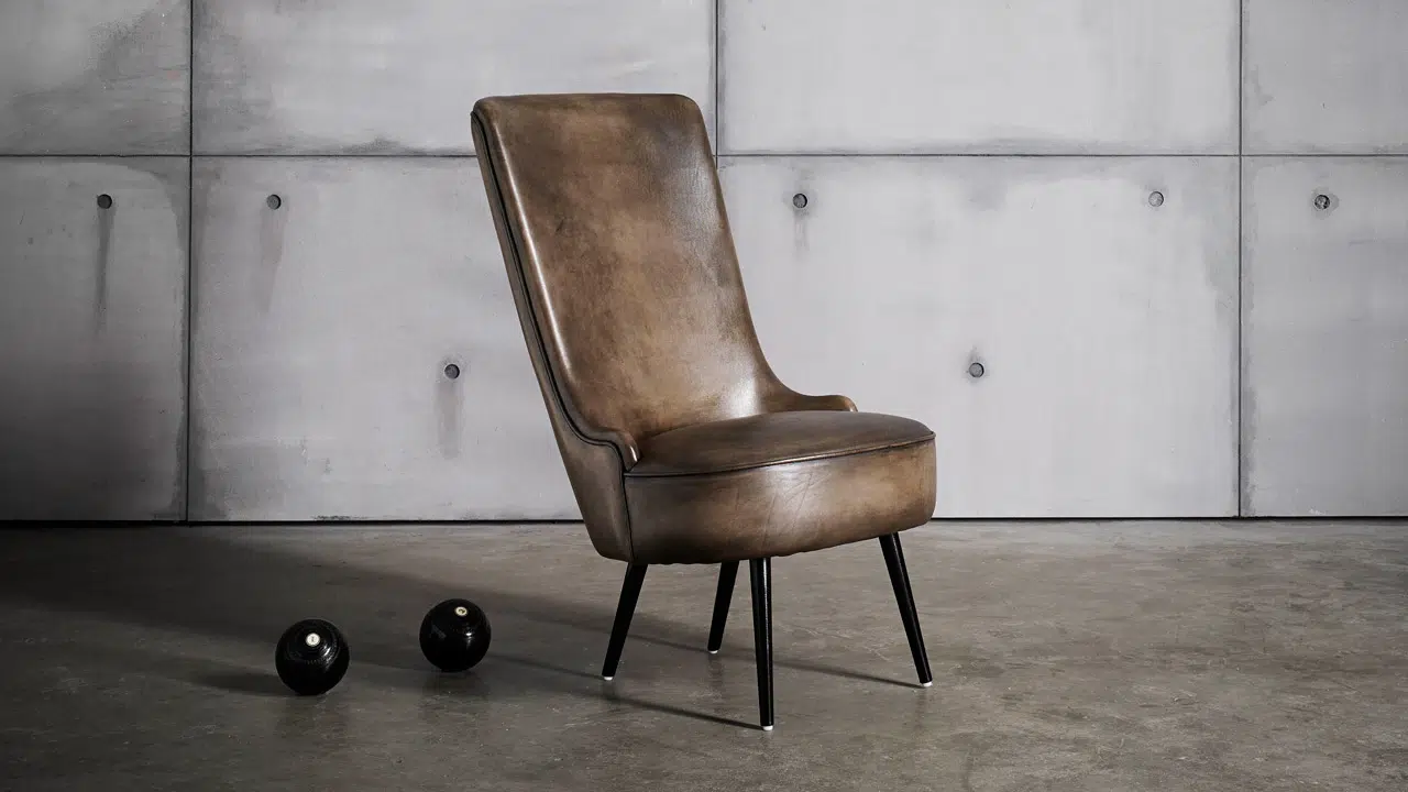 Sillón Blower de piel Slate-Brown