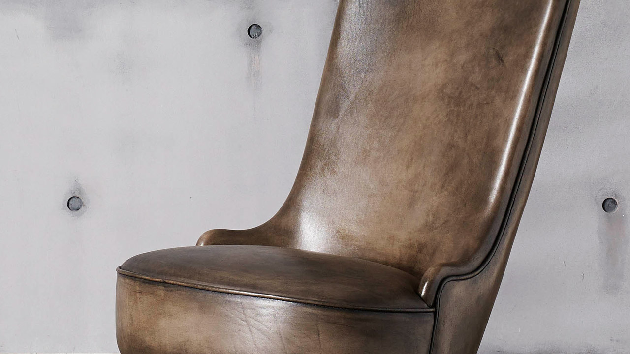 Blower Slate Brown Leather Chair