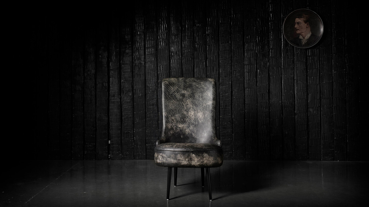 Blower Hand Coloured Coal Leather Chair