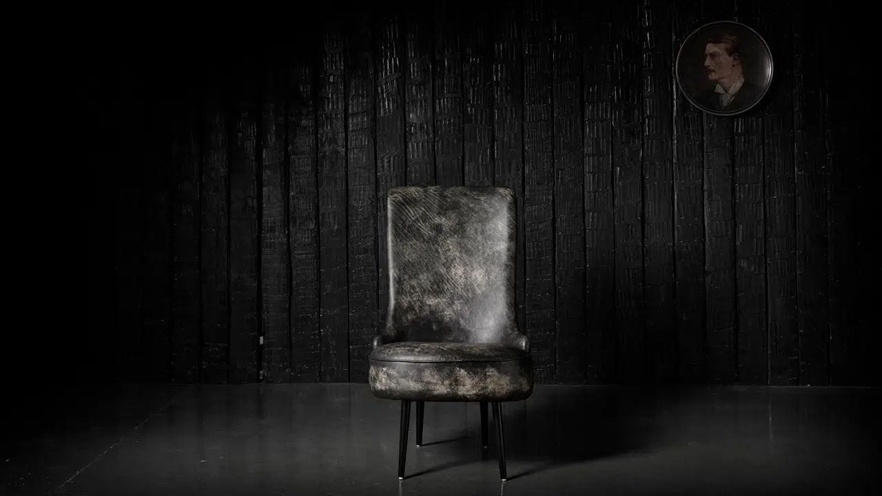 Sillón Blower de piel Coal coloreada a mano