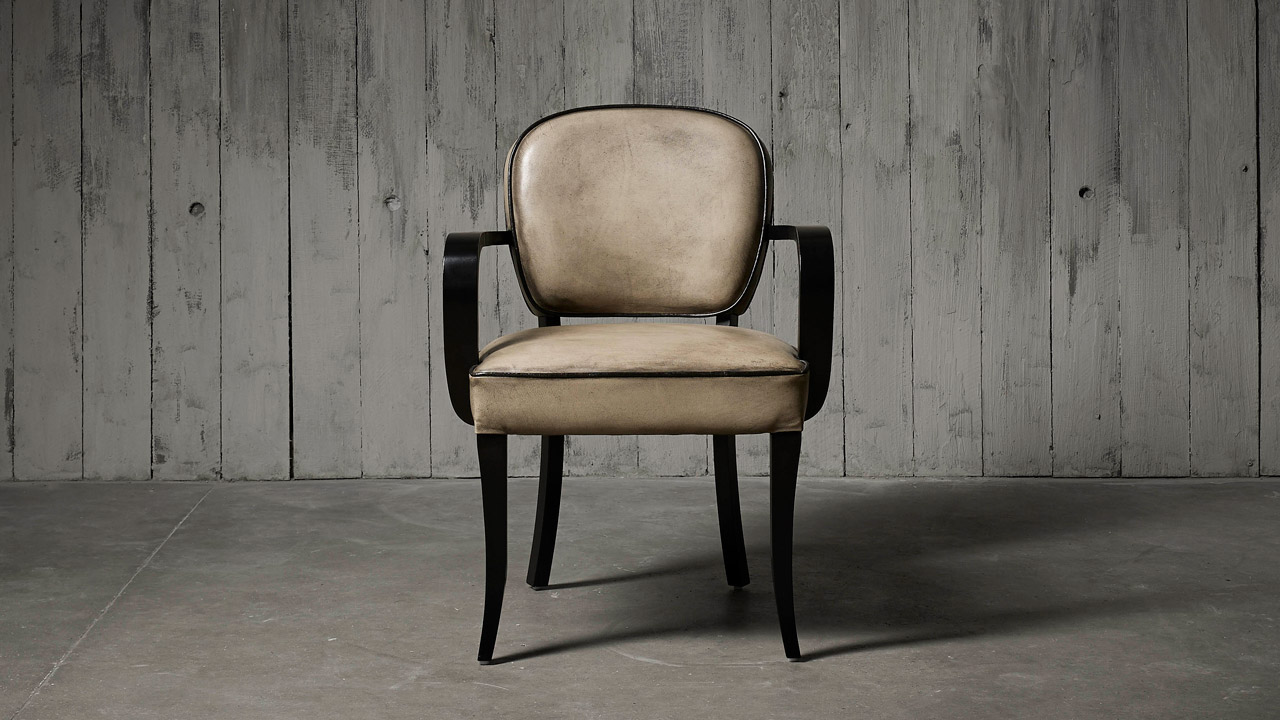 Bridge Hand Coloured Bone Leather Chair