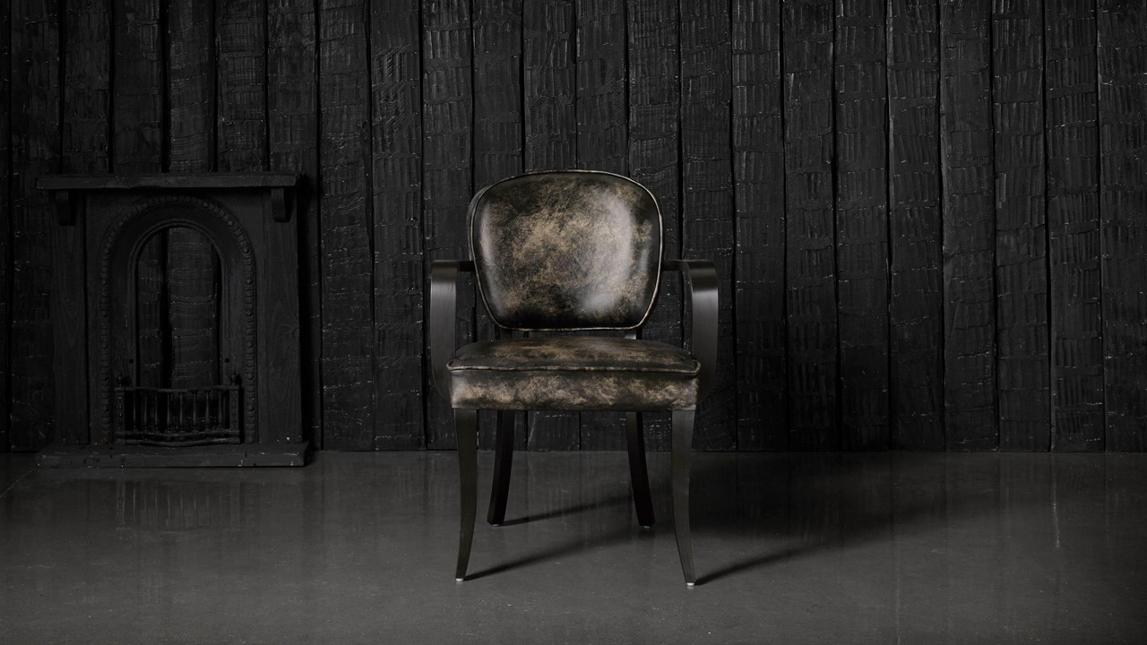 Bridge Hand Coloured Coal Leather Chair