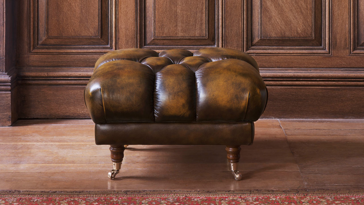 Bradwell Chesterfield Footstool Antiqued Gold