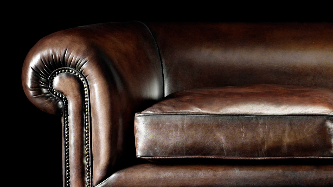 Charles Churchil Hand Coloured Leather Sofa
