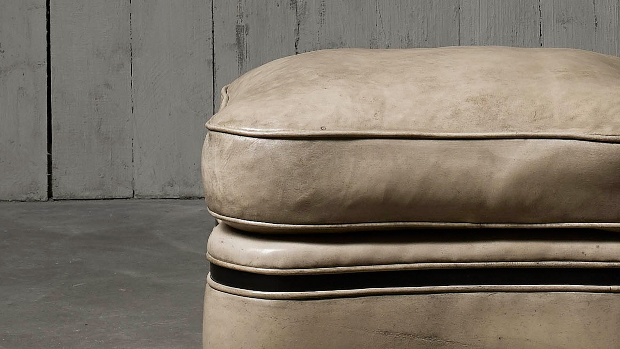Cloud hand coloured Leather Footstool
