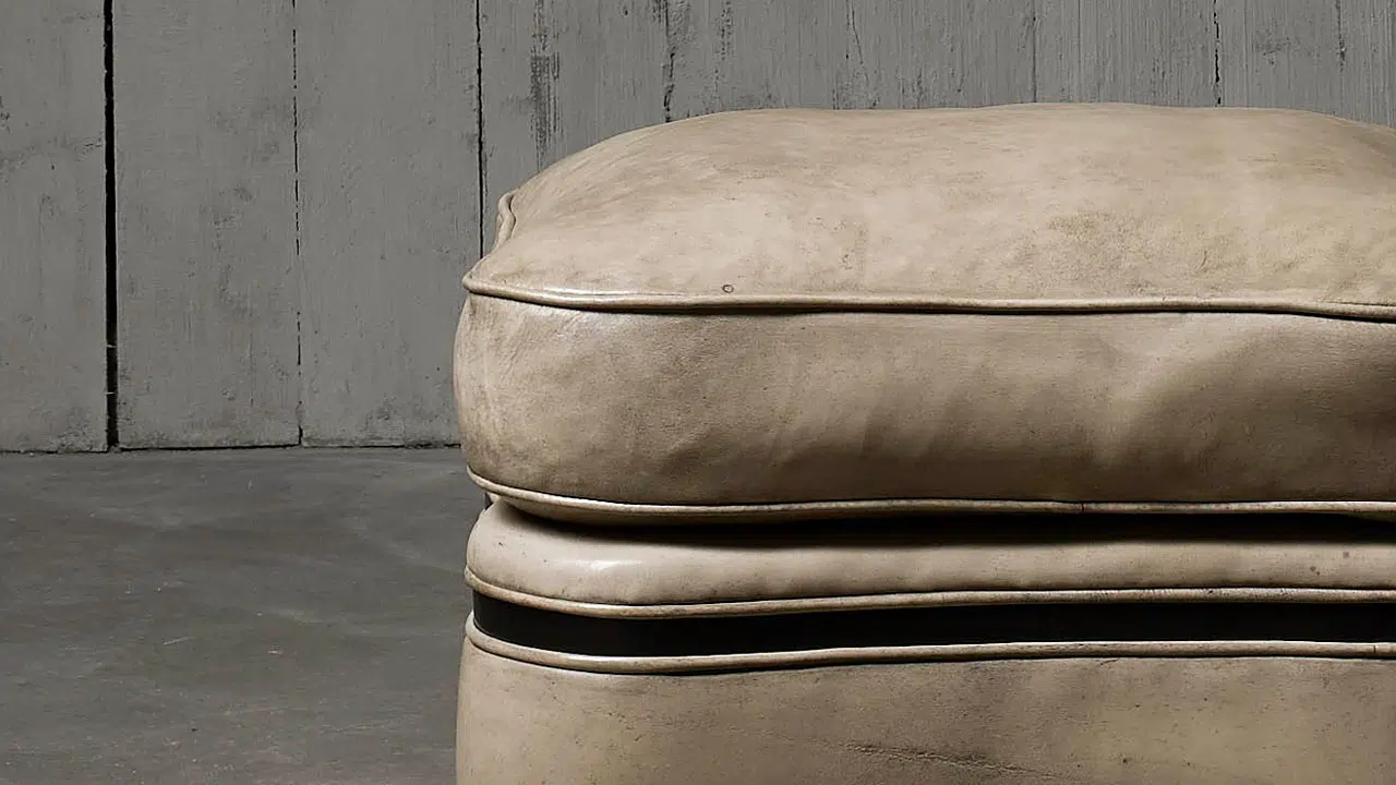 Cloud hand coloured Leather Footstool