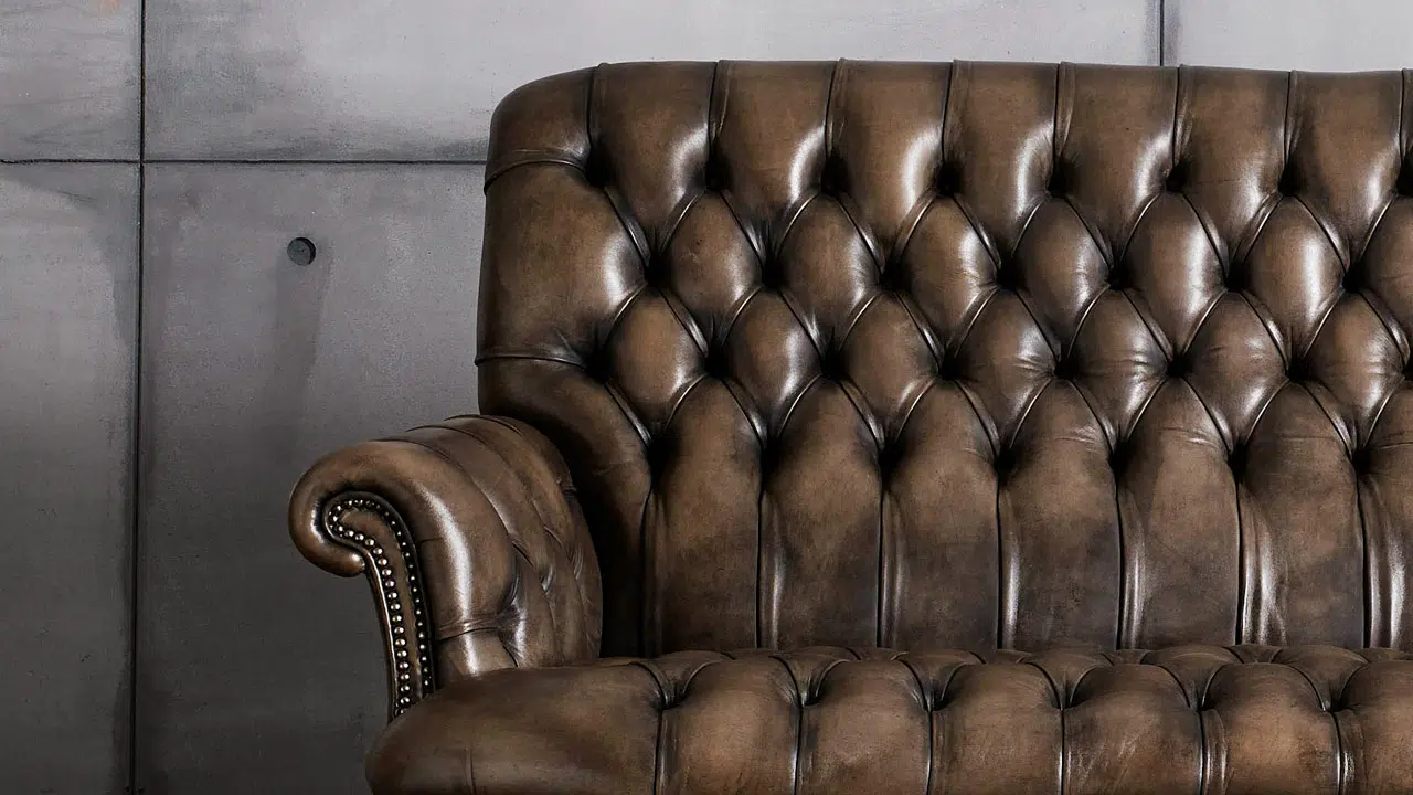David Hume hand Coloured Slate Brown Chesterfield Sofa