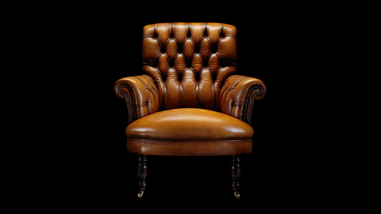 David Hume Gold Leather Chesterfield Chair