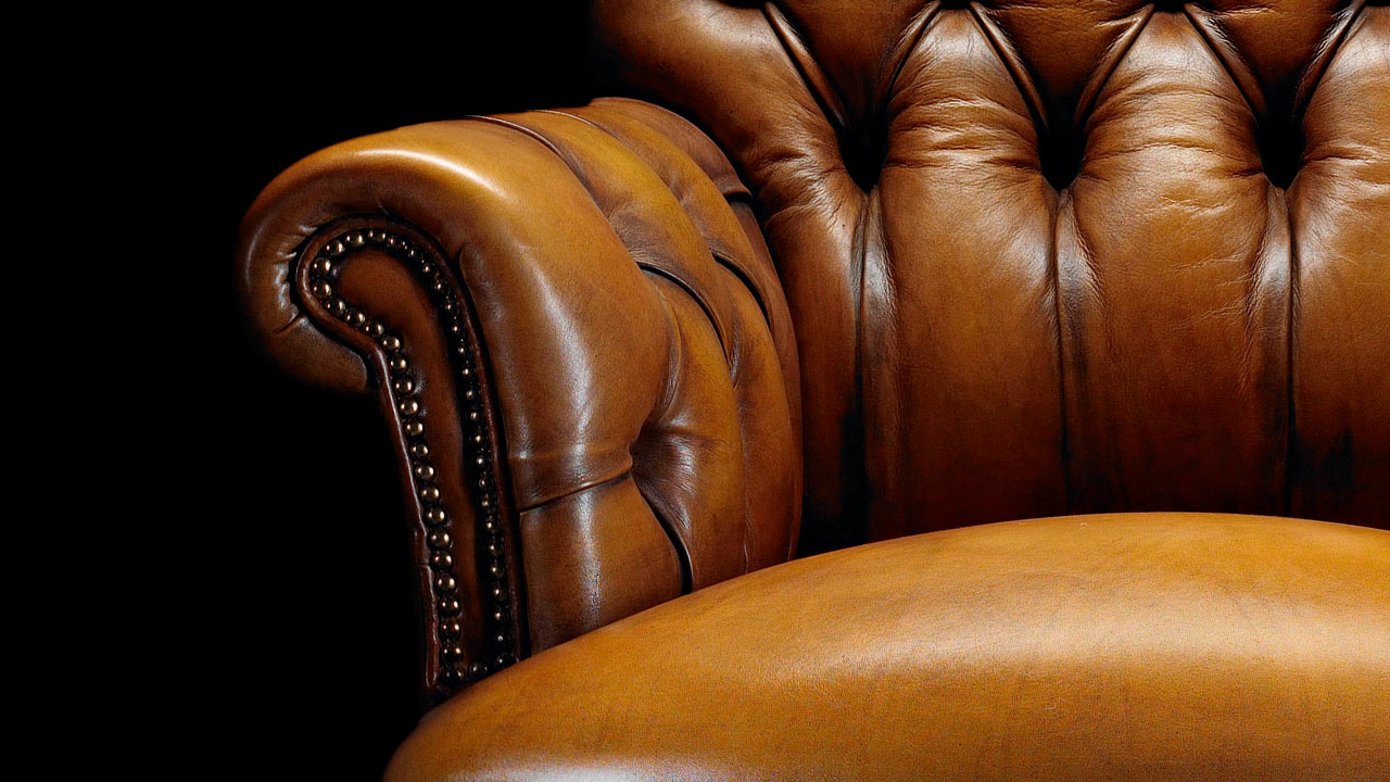 David Hume Gold Leather Chesterfield Chair