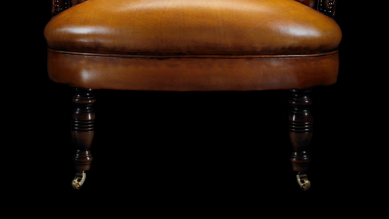 David Hume Gold Leather Chesterfield Chair