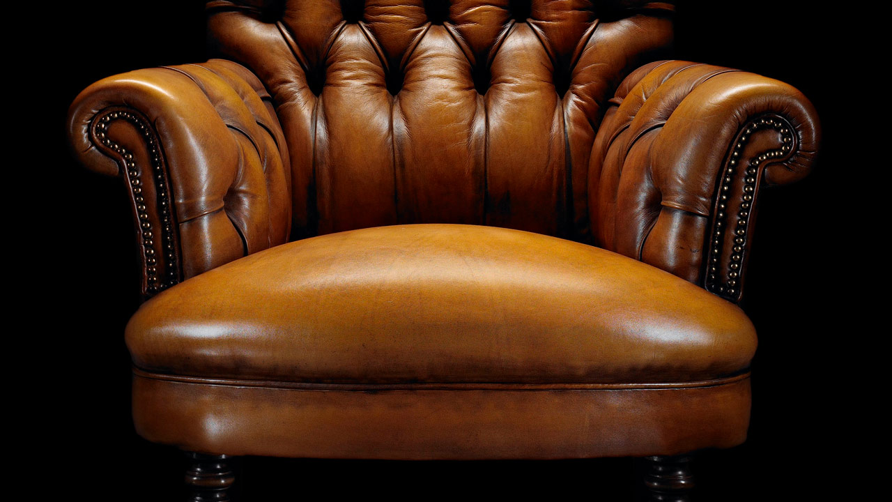 David Hume Gold Leather Chesterfield Chair