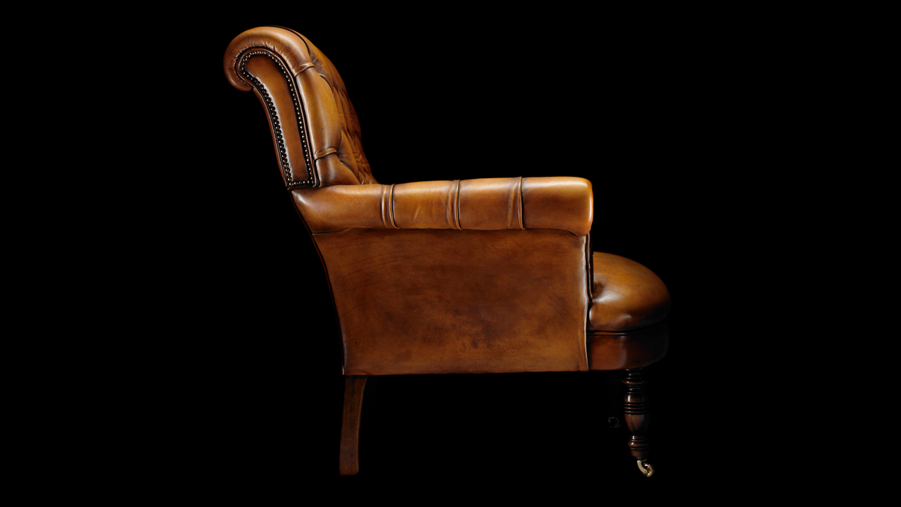 David Hume Gold Leather Chesterfield Chair