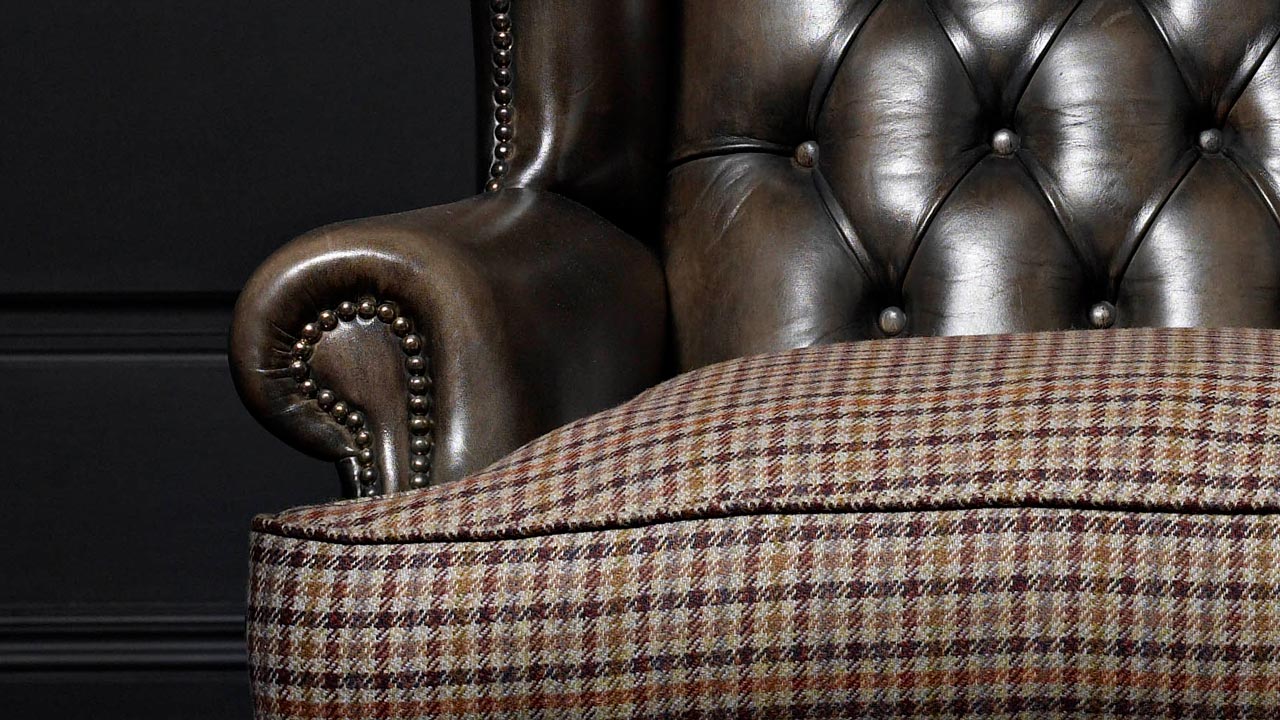 james Boswell Tailored Leather Chesterfield Wing Chair