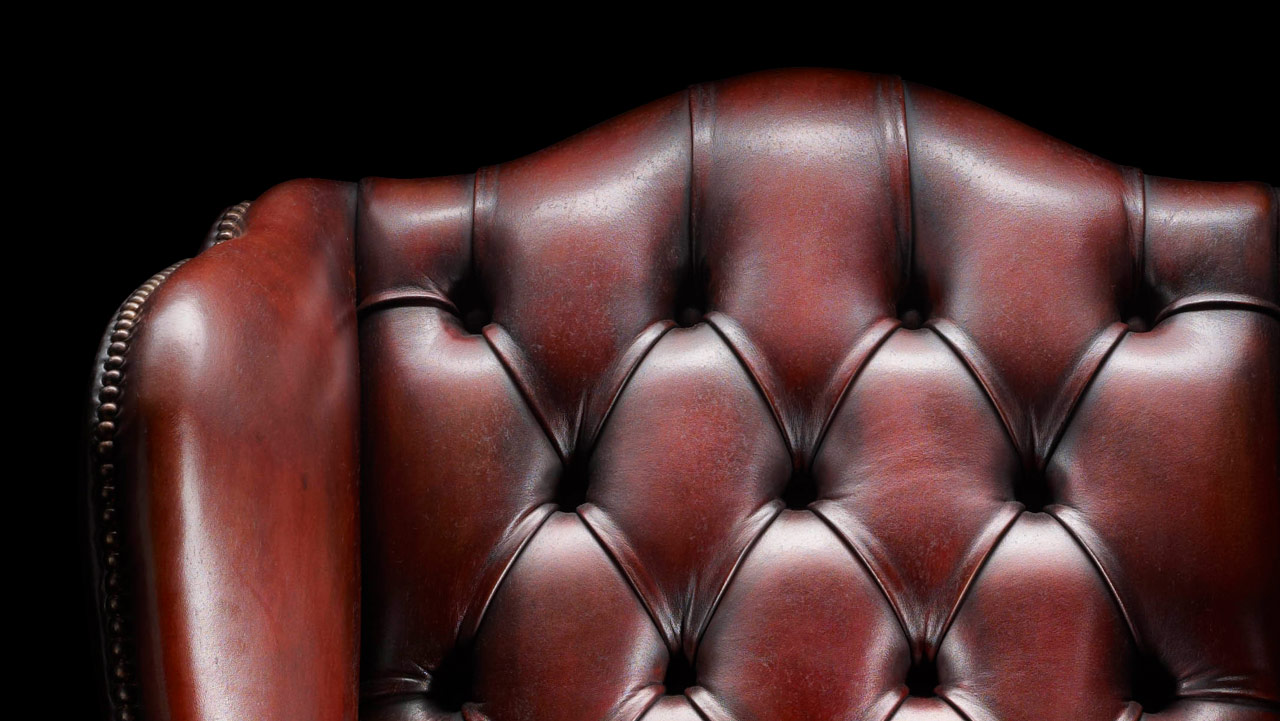 james Boswell Leather Chesterfield Wing Chair