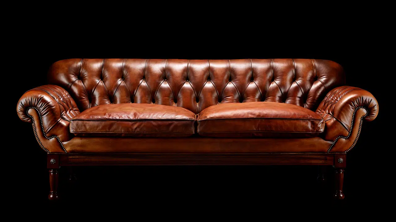 John Hawkesworth Leather Chesterfield Sofa