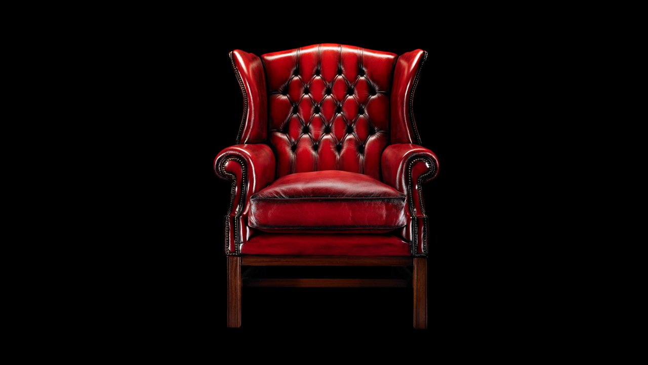 John Stuart Mill Red Chesterfield Wing Chair