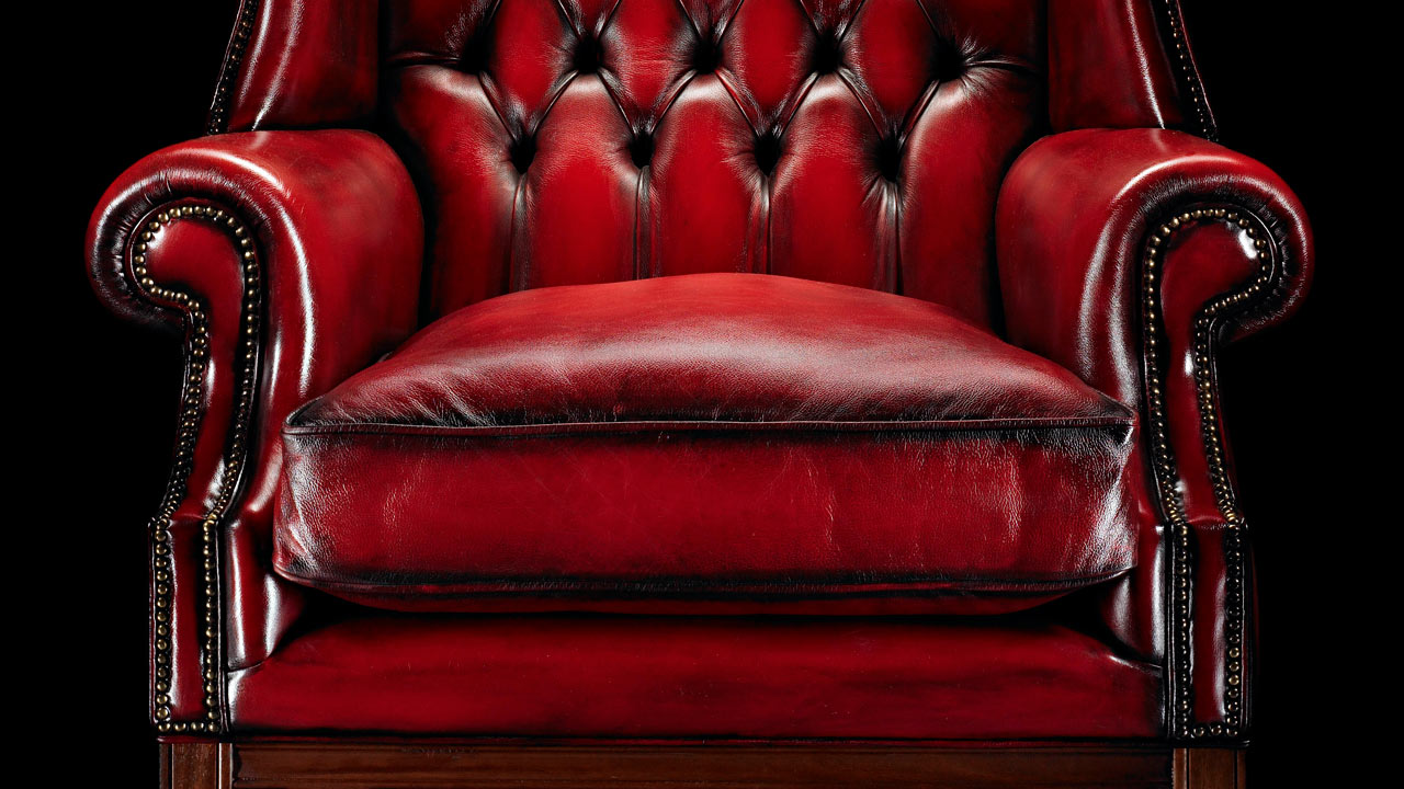 John Stuart Mill Red Chesterfield Wing Chair