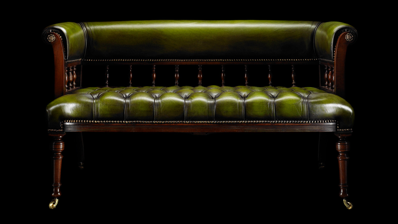 Love Seat - Green Chesterfield
