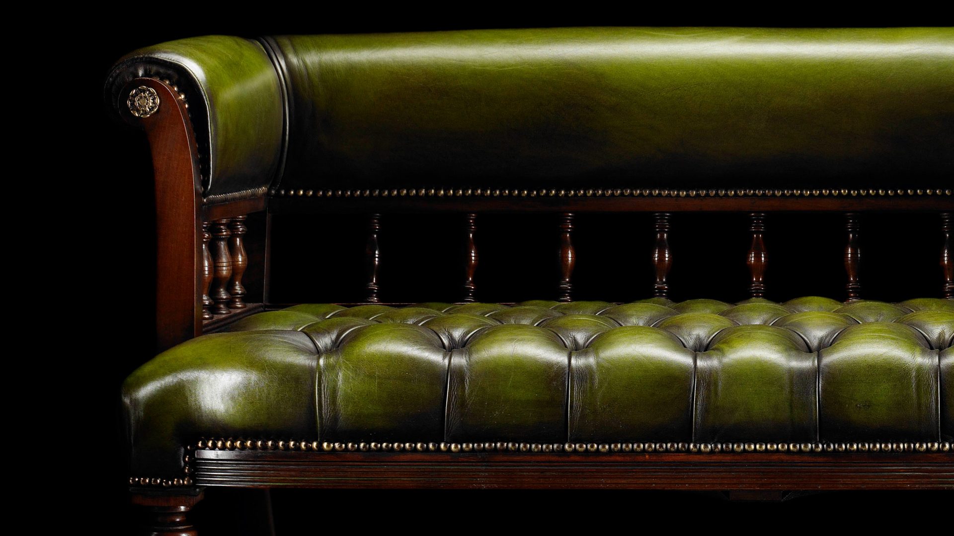 Love Seat - Green Chesterfield