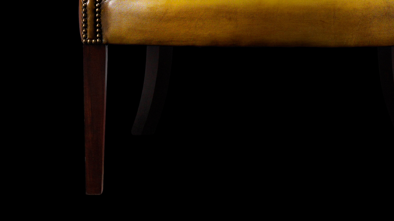 Oliver Goldsmith Gold Leather Sofa