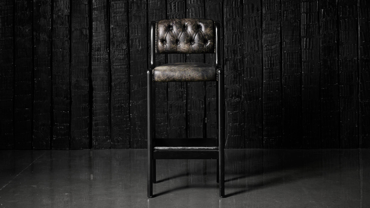 Regency hand coloured leather bar stool