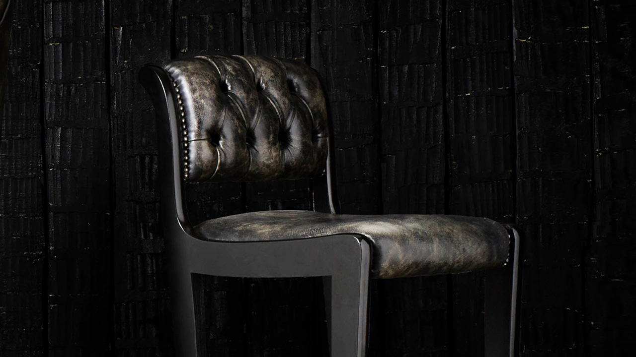 Regency hand coloured leather bar stool