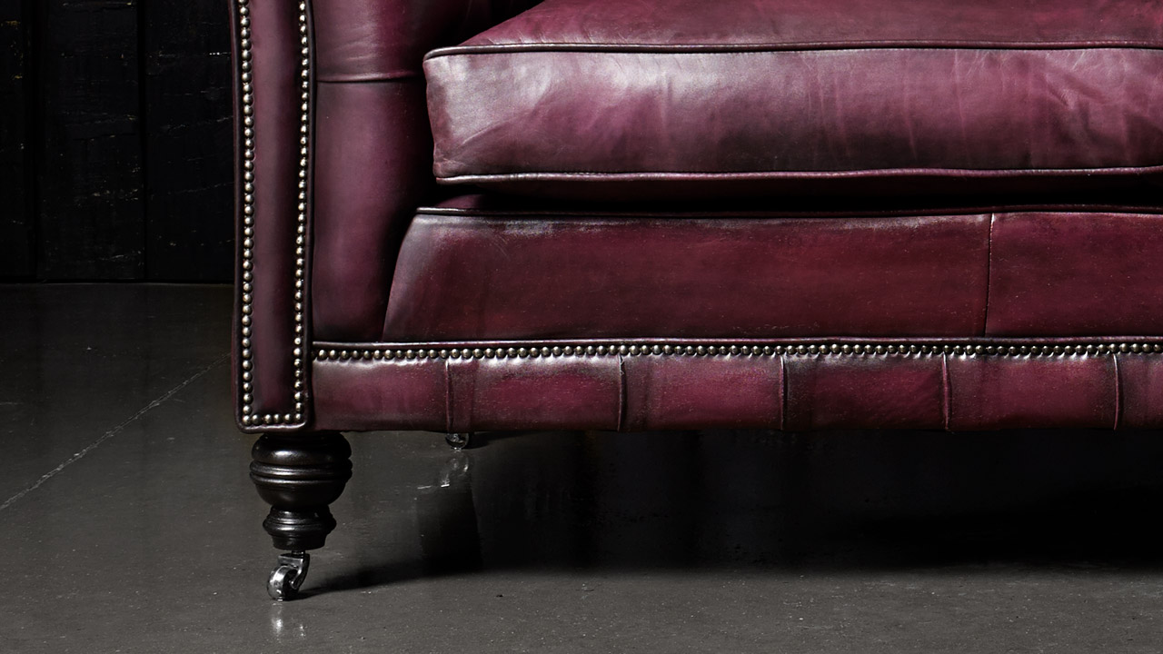 Samuel Jackson Plum Leather Chesterfield Sofa