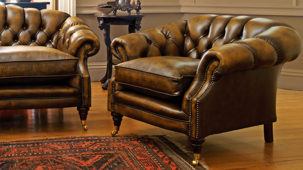 Bradwell Chesterfield Chair Antiqued Gold