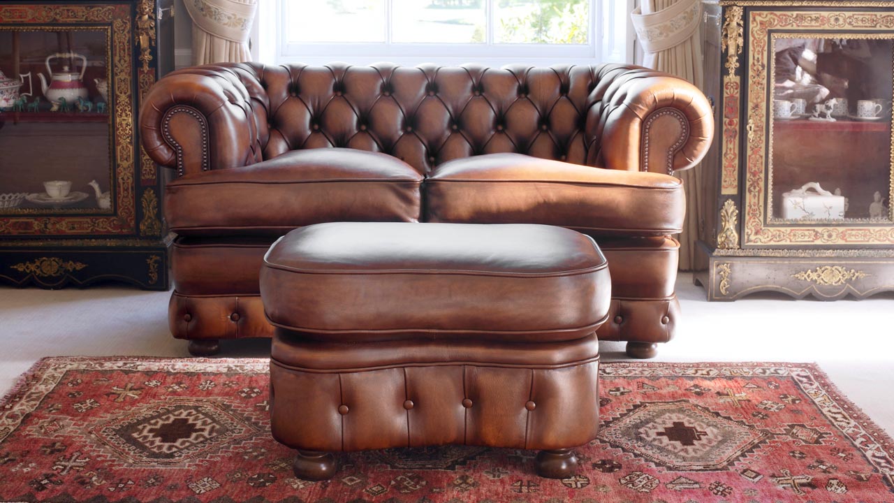 Edward Leather Chesterfield Footstool