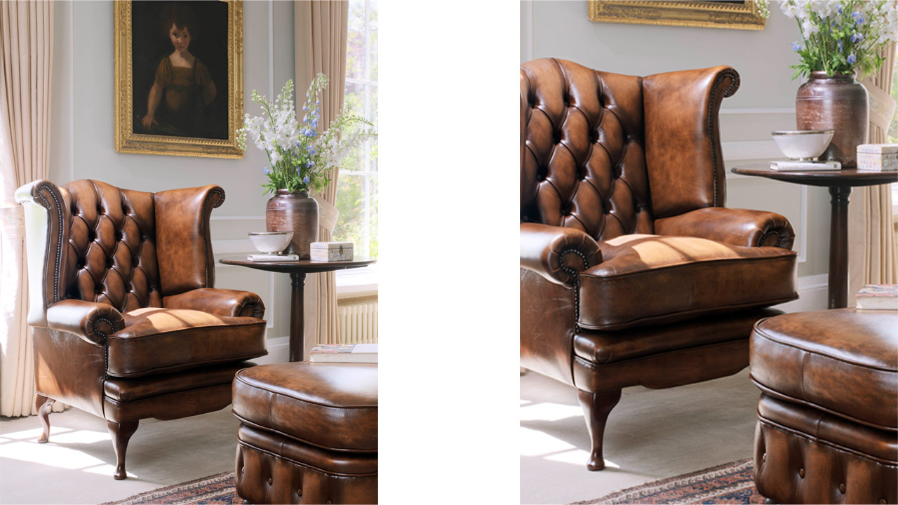 Edward Leather Chesterfield Wing Chair