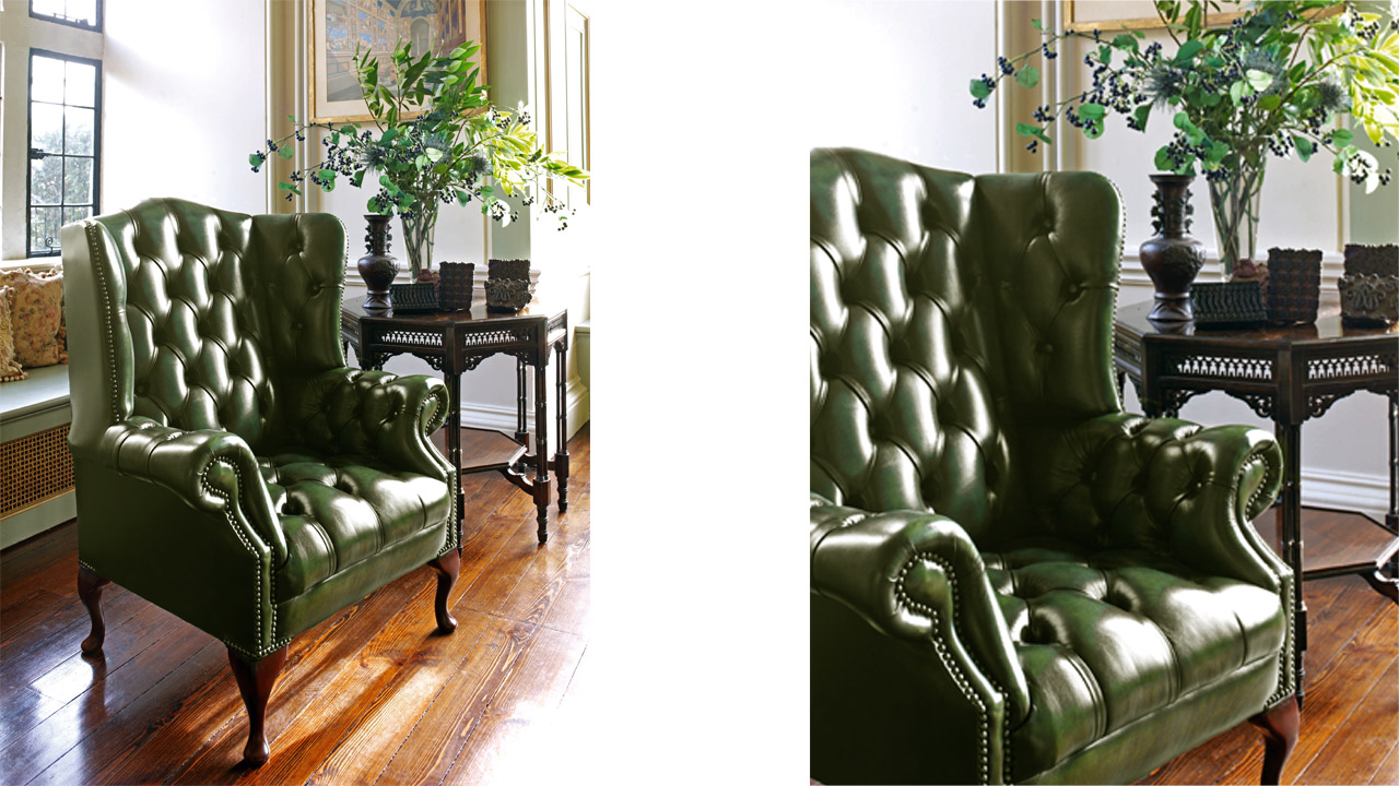 Hamilton Green Chesterfield Wing Chair