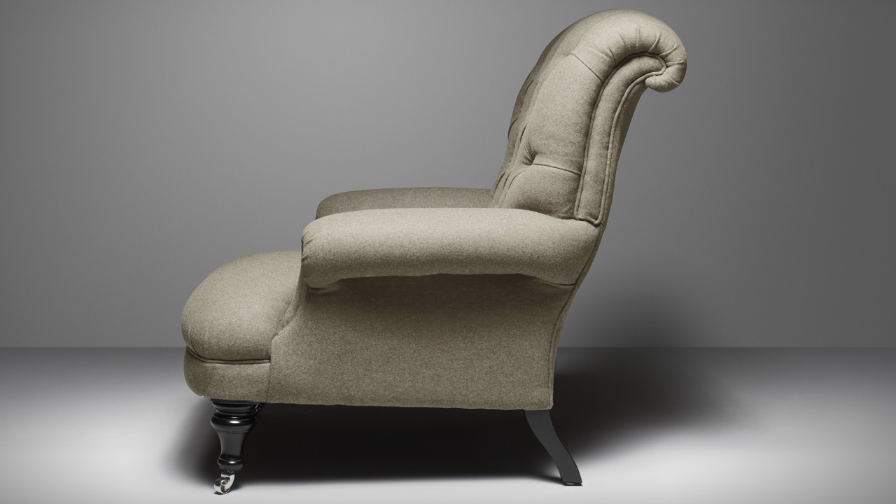 Havelock Ellis Red Wool Chesterfield Chair 